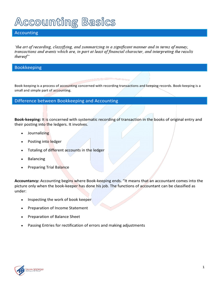 O Level Accounting Notes by Sir Talha | PDF | Debits And Credits ...