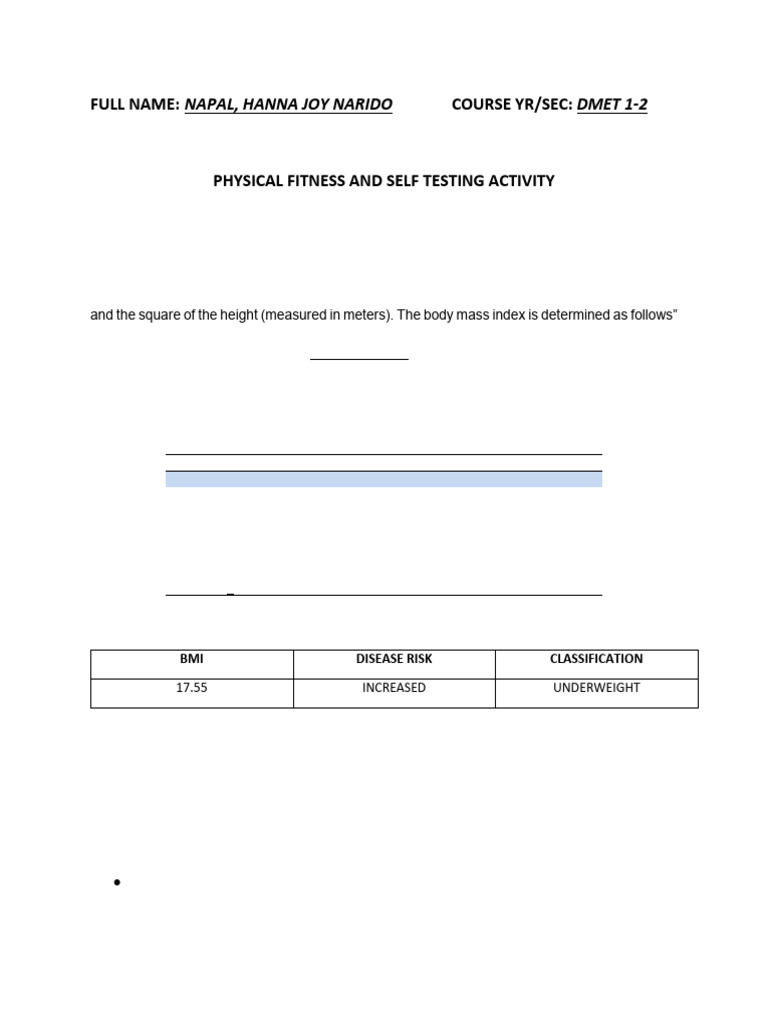 Health-Related Fitness Testing Guide | PDF | Body Mass Index | Human ...