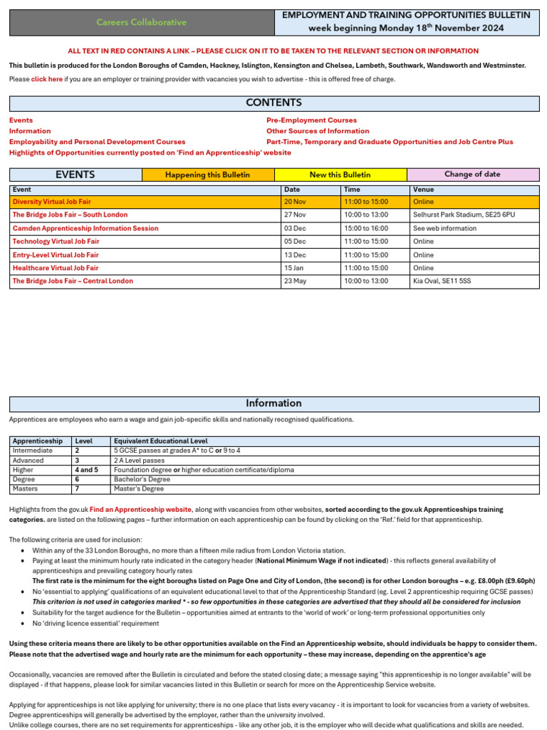 Employment and Training Opportunities Bulletin - 20241118 - Michele ...