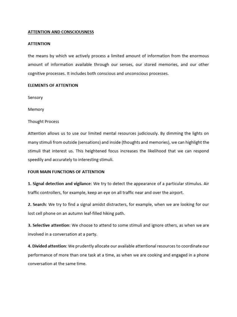 Understanding Attention and Consciousness | PDF | Attention | Perception