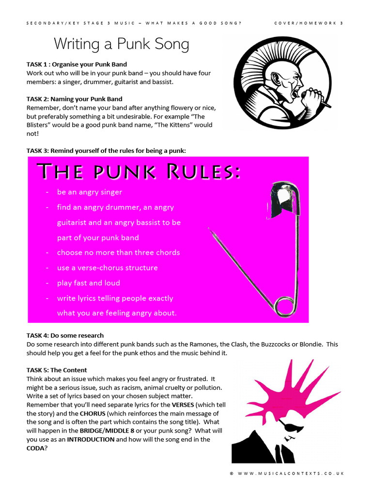 What Makes A Good Song Cover Homework 3 - Writing A Punk Song | PDF