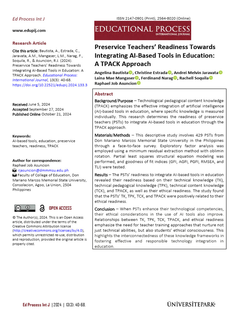 AI Readiness for Preservice Teachers | PDF | Factor Analysis | Pedagogy