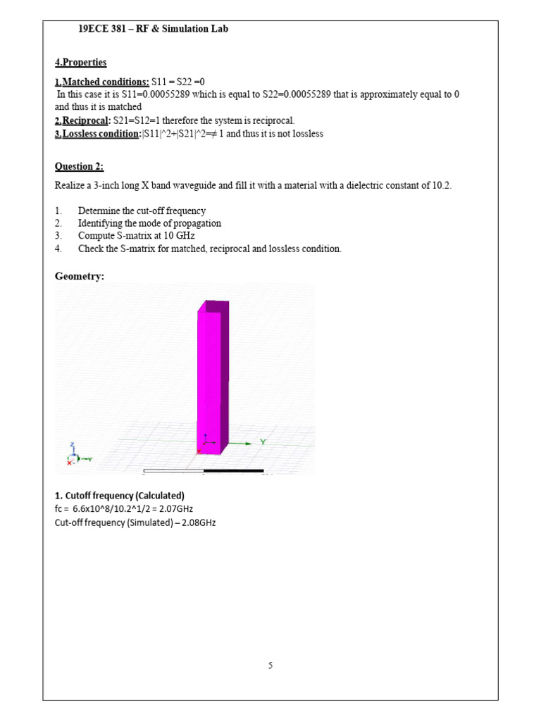 RF Simulation Lab: Waveguide Analysis | PDF