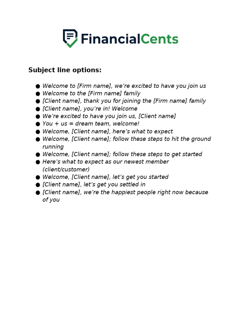 Welcome Email Templates | PDF