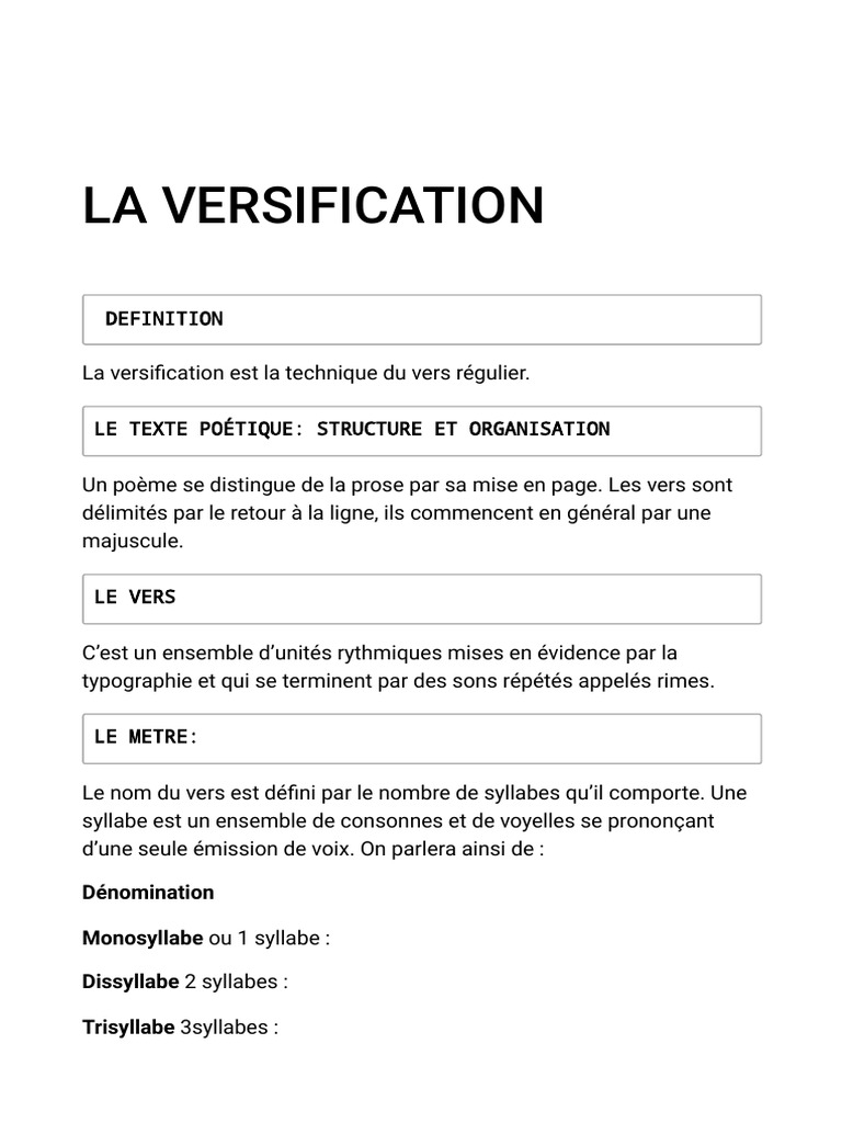Introduction à la versification poétique | PDF | Syllabe | Sonnets