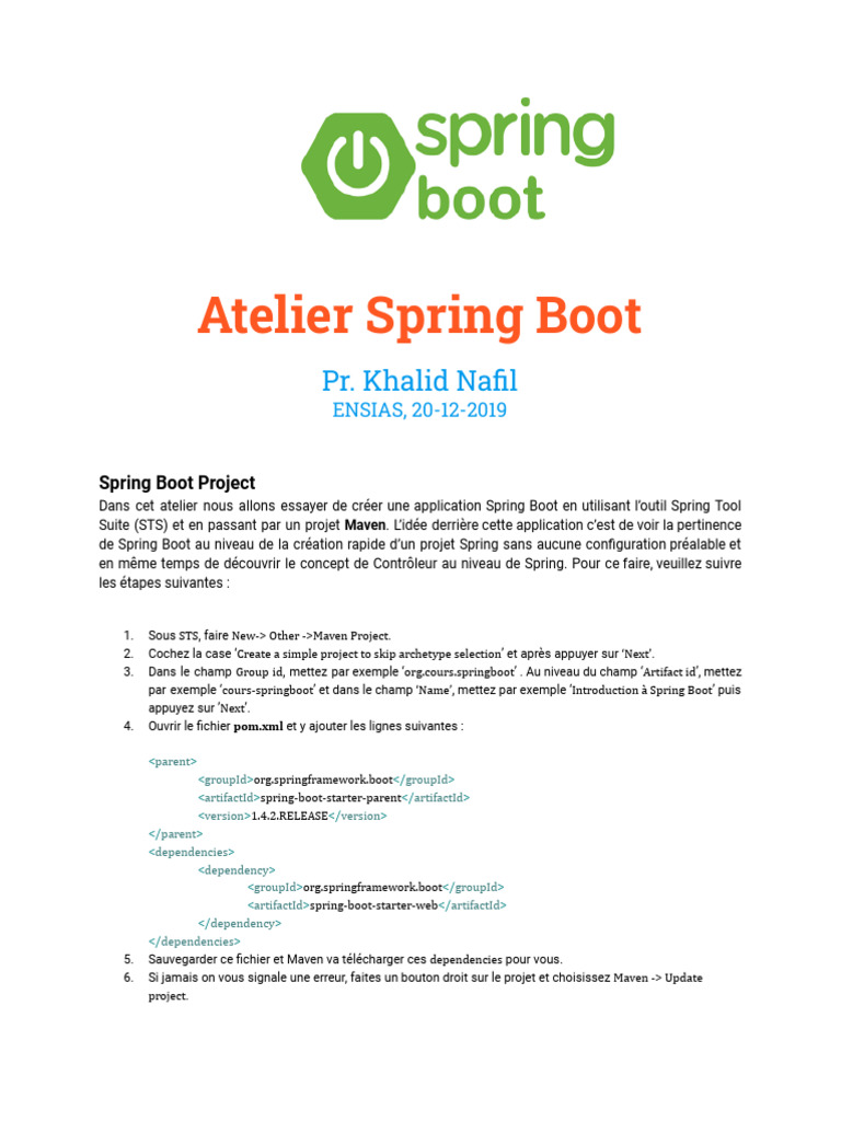 Atelier Création d'Application Spring Boot | PDF | Java (Langage de ...