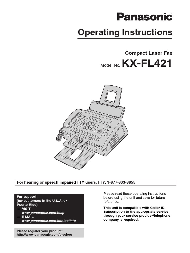 Panasonic KX-FL421 Fax Machine Guide | PDF | Ac Power Plugs And Sockets ...