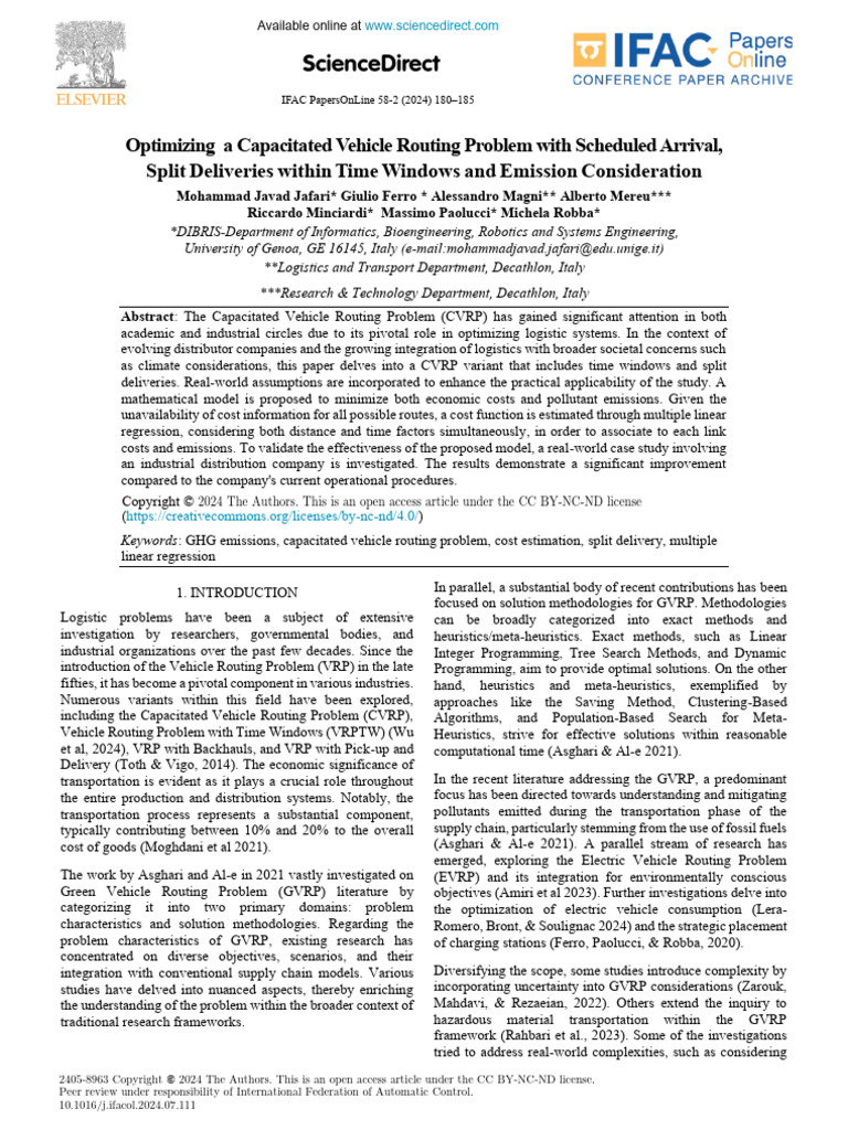 Emission-Optimized Vehicle Routing | PDF | Linear Regression ...