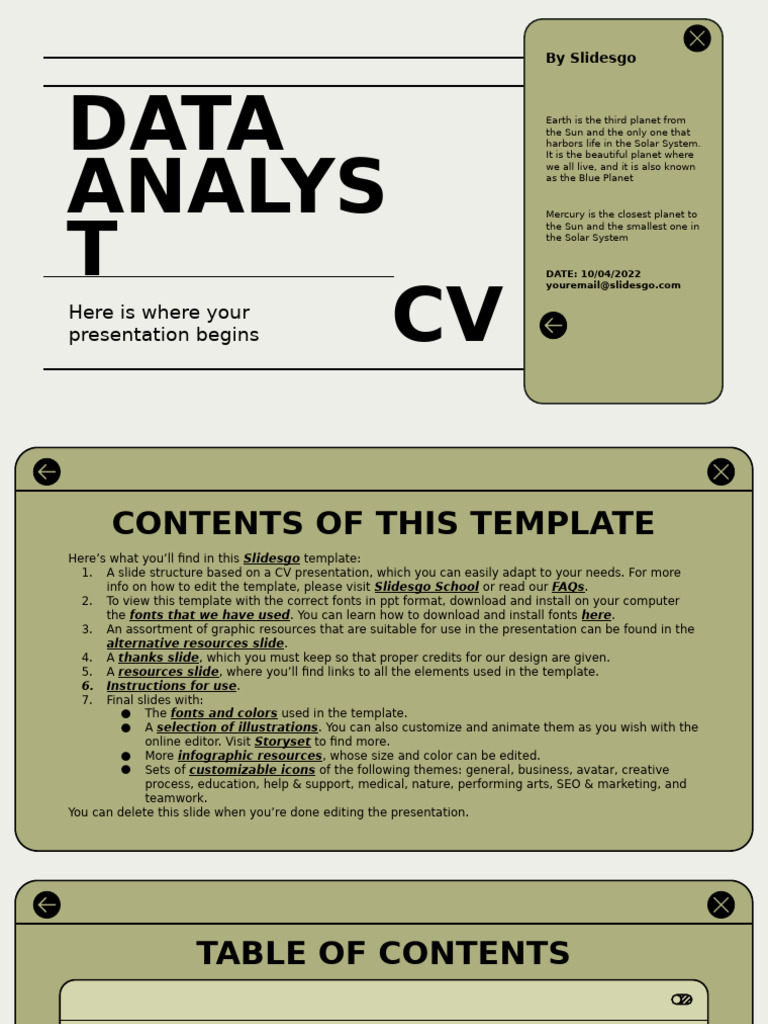 Data Analyst CV - by Slidesgo | PDF | Planets | Saturn