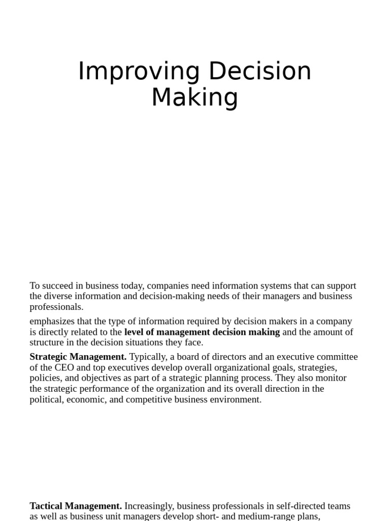 Decision making pdf business
