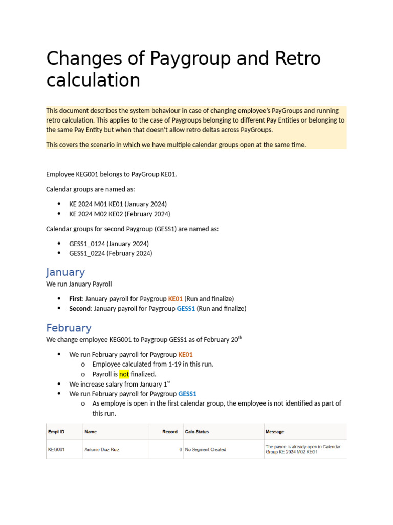 Paygroup change multiple calendar groups opened PDF Payroll