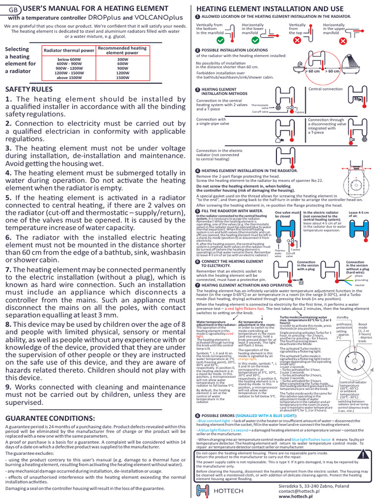 Heating Element User Manual Guide | PDF | Thermostat | Radiator