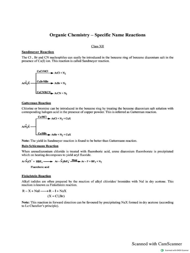 ORGANIC CHEMISTRY-ll - (Named Reactions) | PDF