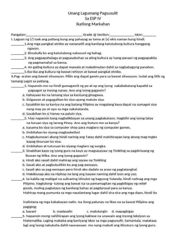 3rd Grading Summative Test | PDF