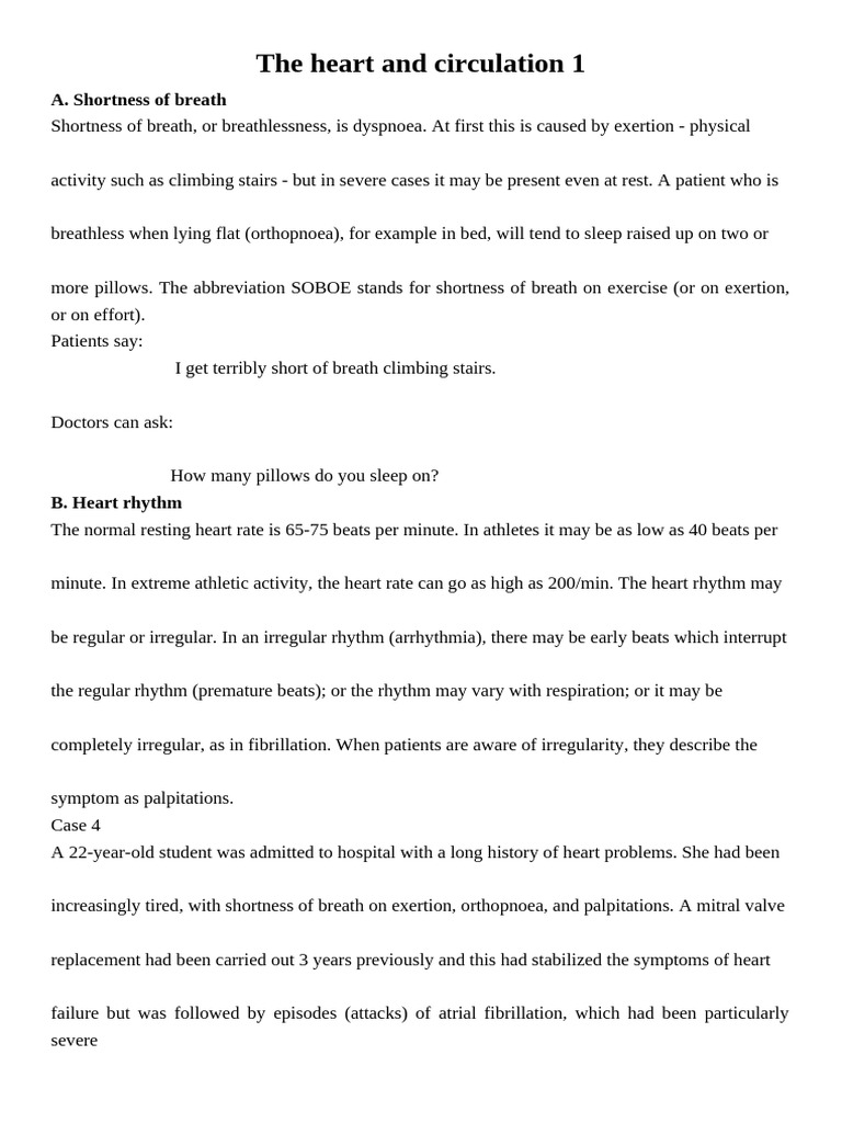 The Heart and Circulation 1 | PDF | Heart | Heart Valve