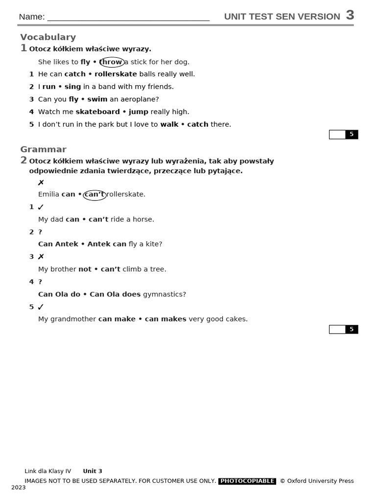 Link IV Unit 3 SEN Test | PDF