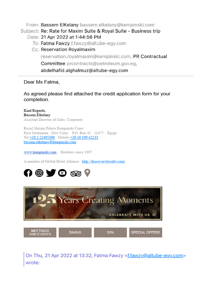 Re Rate for Maxim Suite & Royal Suite - Business trip | PDF