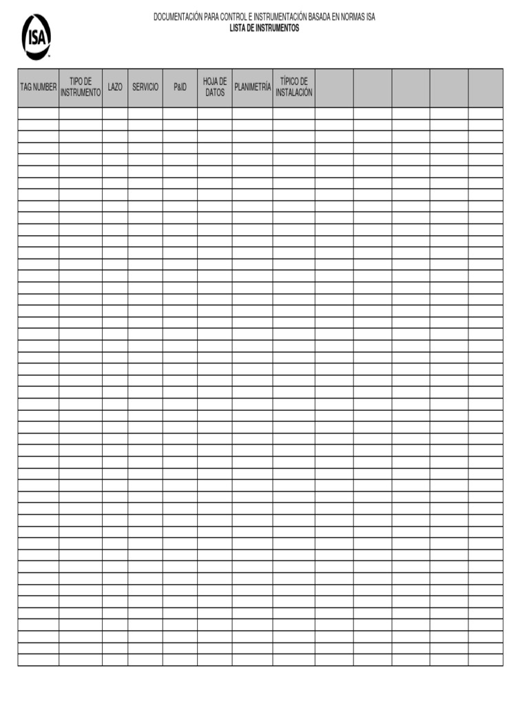 Documentación y Lista de Instrumentos ISA | PDF