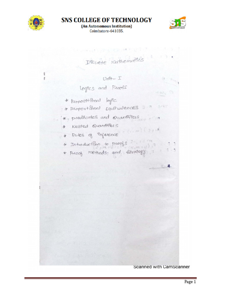 Unit I-Logics and Proofs Propositional Logic | PDF