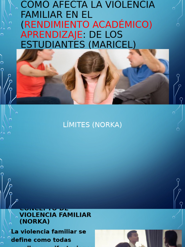 Como Afecta La Violencia Familiar en El Rendimiento Corregir | PDF ...