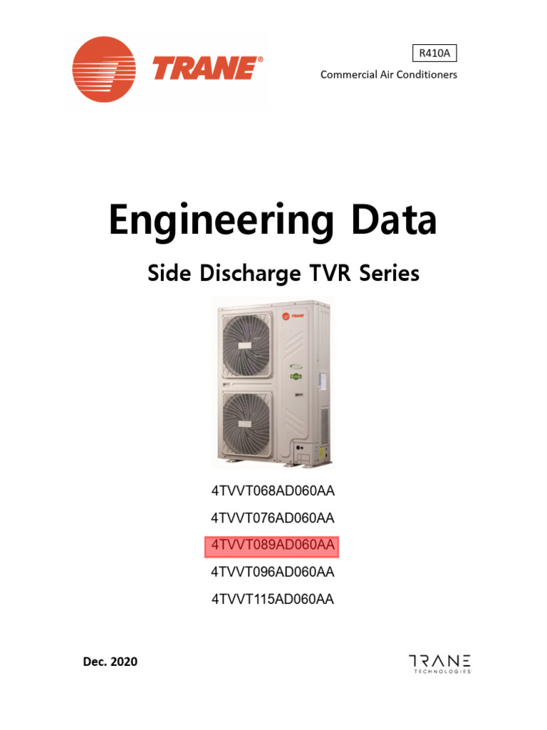 Trane Side Discharge TVR Specs Guide | PDF | Air Conditioning ...