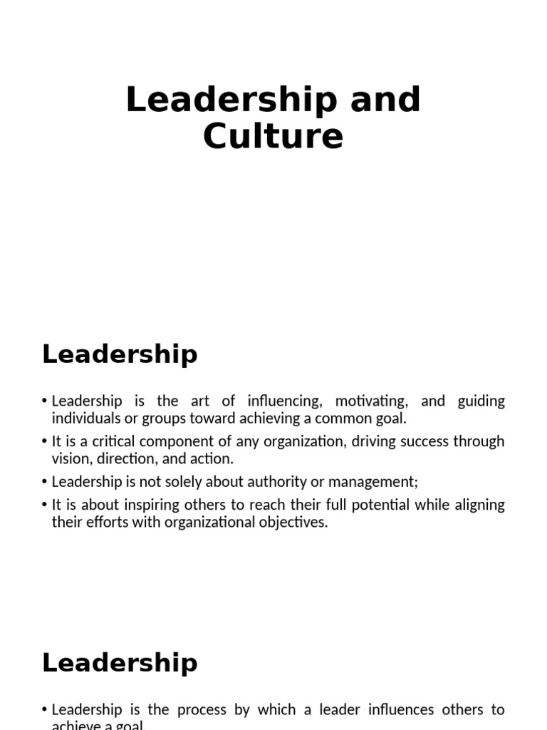 Leadership's Role in Shaping Culture | PDF | Leadership ...