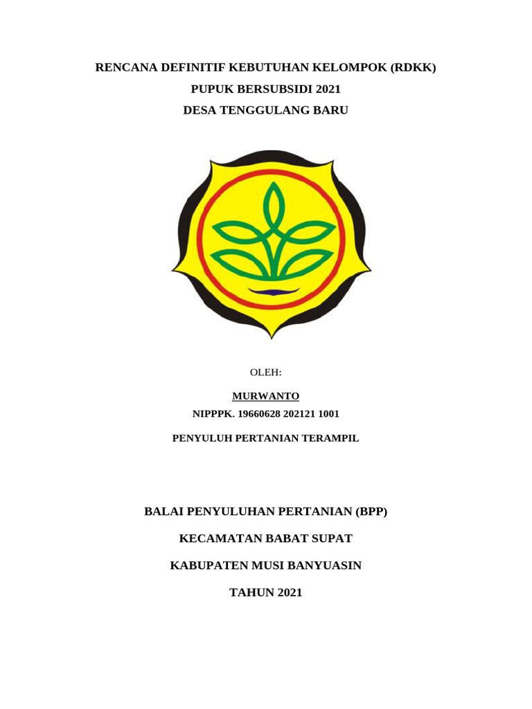 RDKK Pupuk Bersubsidi 2021 Desa Tenggulang Baru | PDF