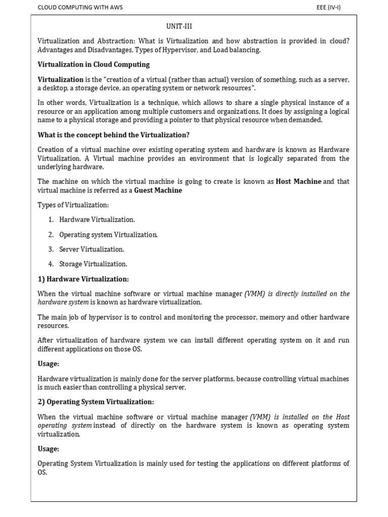 Virtualization in Cloud Computing: Pros & Cons | PDF | Virtualization ...