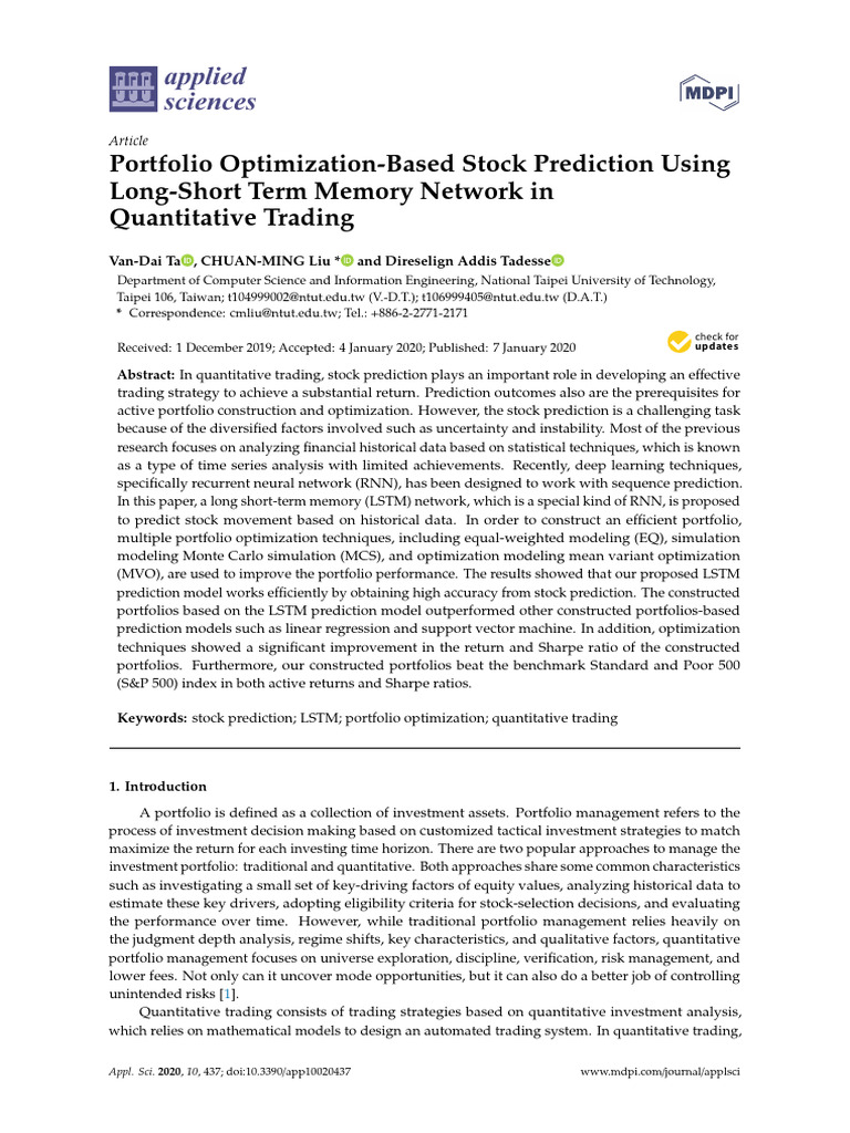 LSTM for Stock Prediction and Portfolio Optimization | PDF | Asset ...