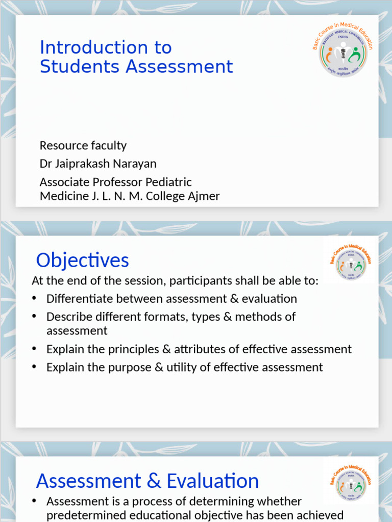 BCME Course: Assessment Overview | PDF | Educational Assessment ...