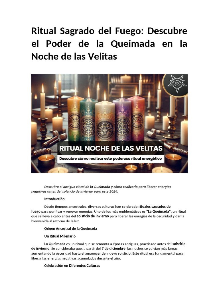Ritual Sagrado Del Fuego | PDF | Rituales | Vela