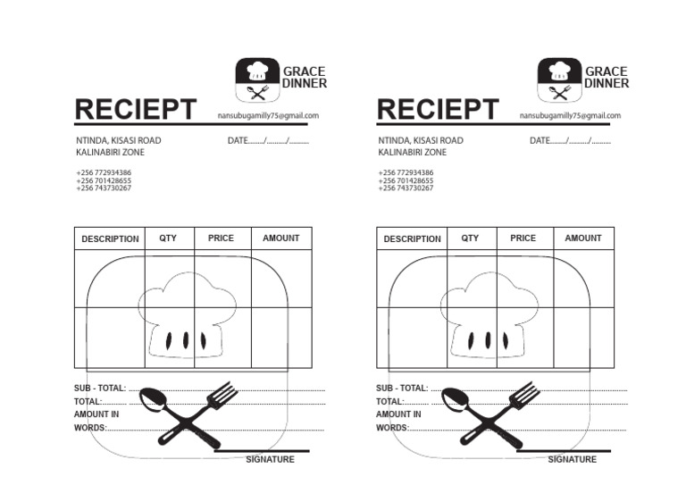 Grace Dinner Receipt Template | PDF