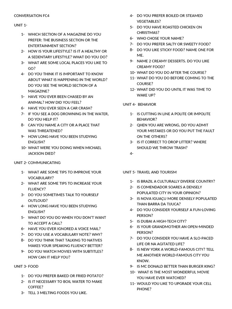 Conversation Fc4 | PDF | Food And Drink Preparation | Cooking