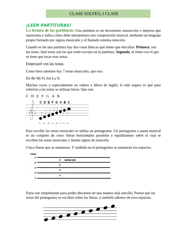 Introducción a la Lectura de Partituras | PDF | Clave | Partituras