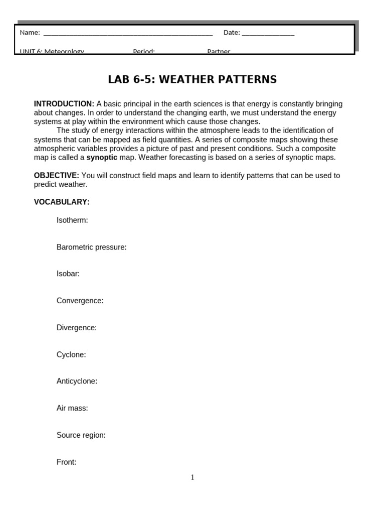 Weather Patterns Lab: Mapping Techniques | PDF | Contour Line | Weather