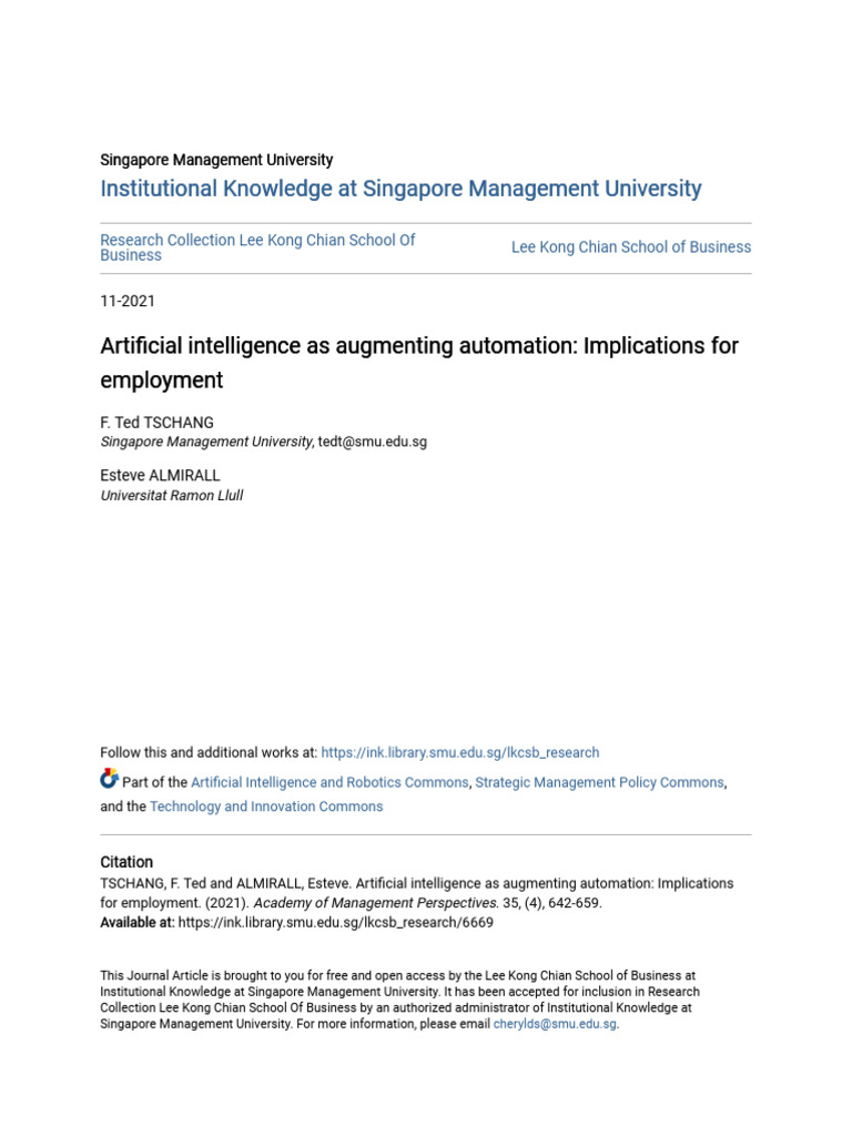 AI's Impact on Employment and Automation | PDF | Artificial ...