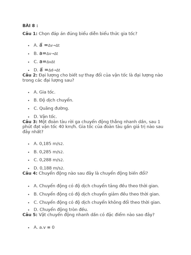 Bai Tap Trac Nghiem Ly 10 8 J10 | PDF