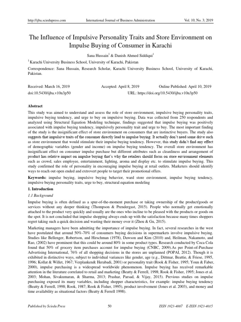 Impulsive Traits and Buying Behavior Study | PDF | Retail | Impulsivity
