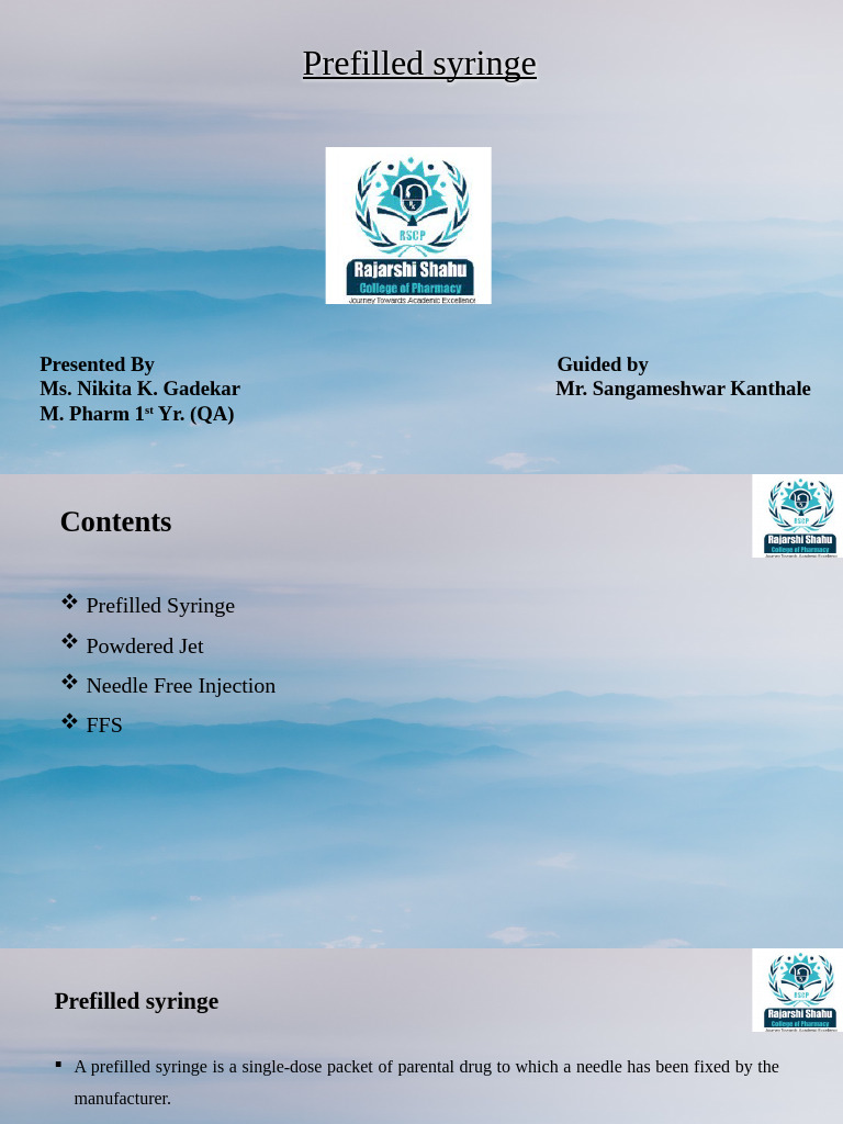 Overview of Prefilled Syringes and Injection Technologies | PDF ...