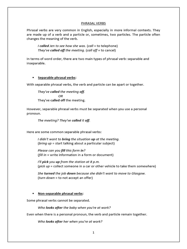 PHRASAL VERBS | PDF | Verb | Morphology