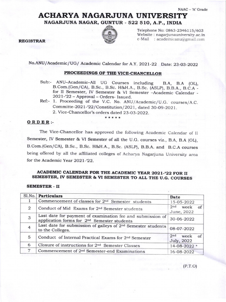 Acharya Nagarjuna University: Nagarjuna Nagar, Sto, India | PDF ...