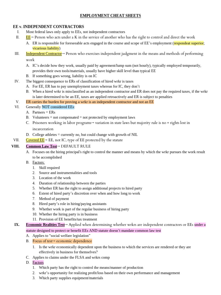 Employee vs. Independent Contractor Guide | PDF | Sexual Harassment ...