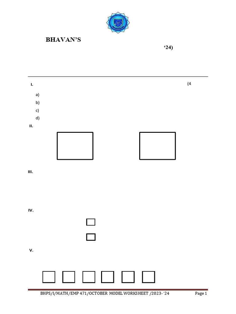 October 2023 Math Worksheet for Grade 1 | PDF