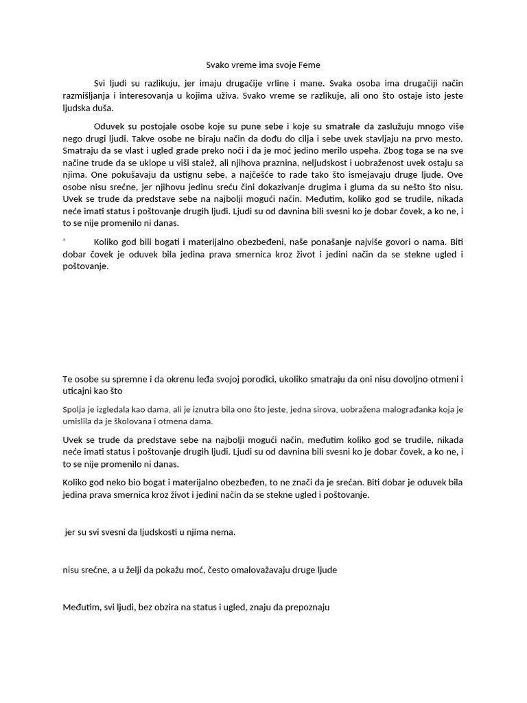 Svako Vreme Ima Svoje Feme | PDF