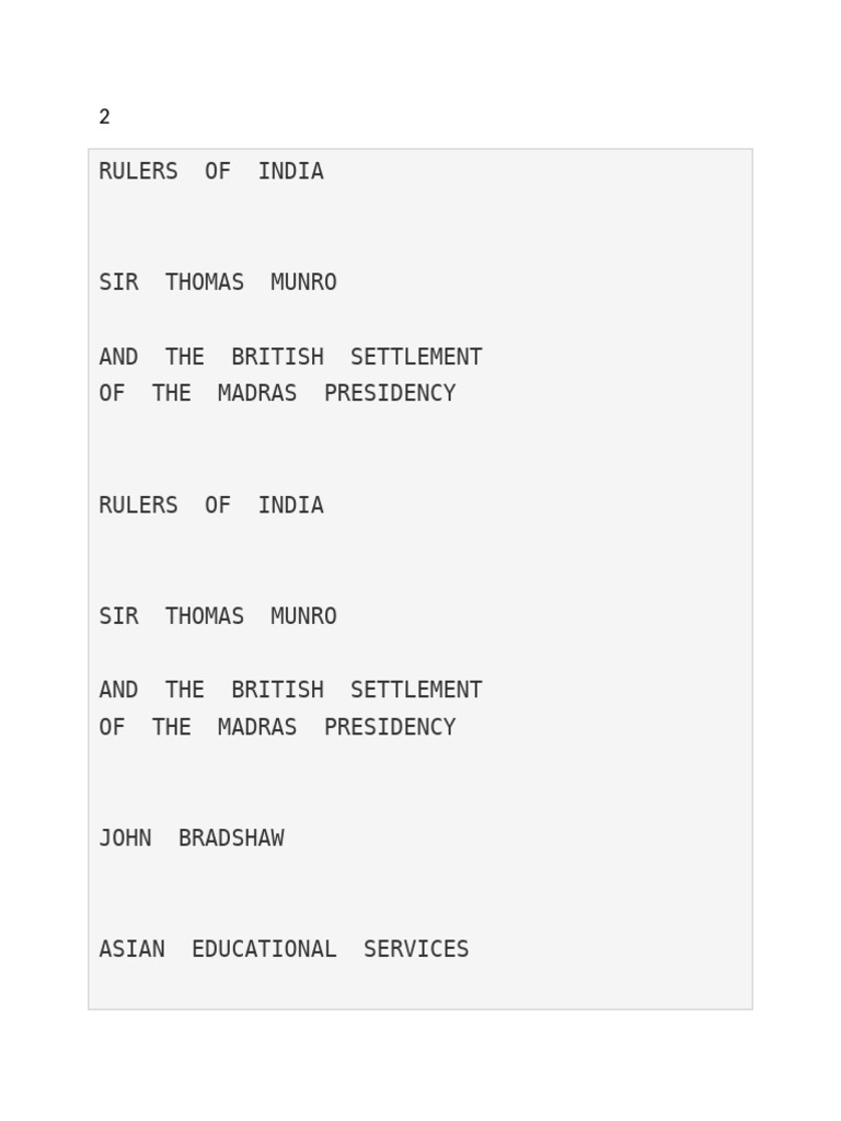 Munro's Role in Madras Settlement | PDF | Fortification | Military