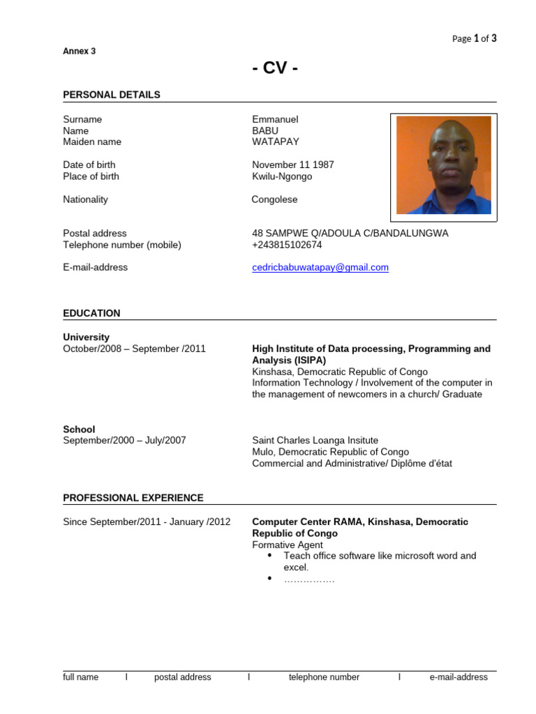 CV of Emmanuel Babu | PDF | Information And Communications Technology ...