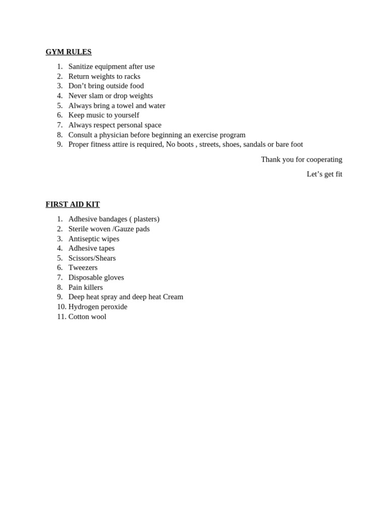 Gym rules | PDF