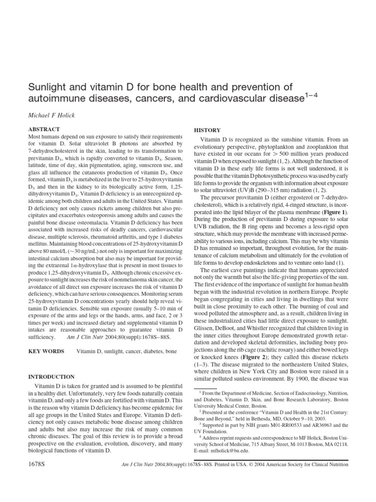 Sunlight and Vitamin D For Bone Health and Prevention of Autoimmune ...