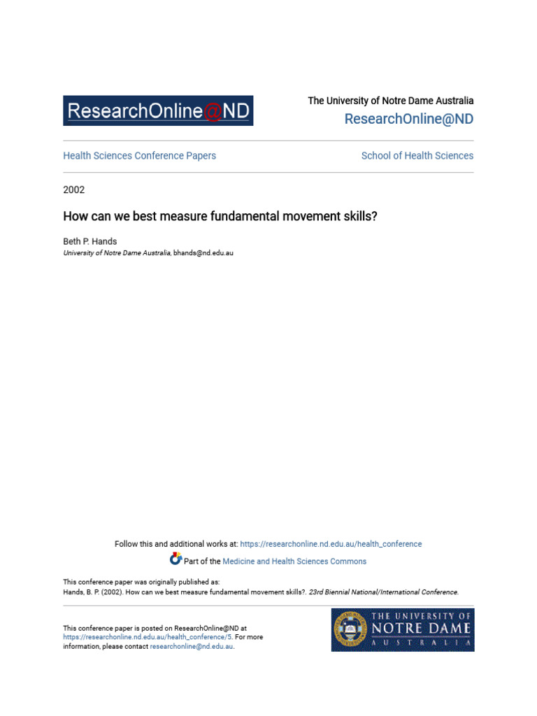 Measuring Fundamental Movement Skills | PDF | Quantitative Research ...