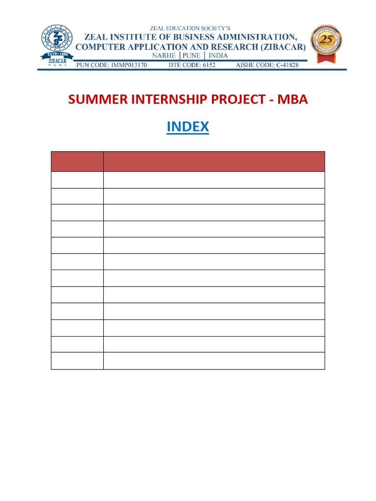 1.3.2 MBA Project Internship 1 1 | PDF | Educational Assessment | Thesis